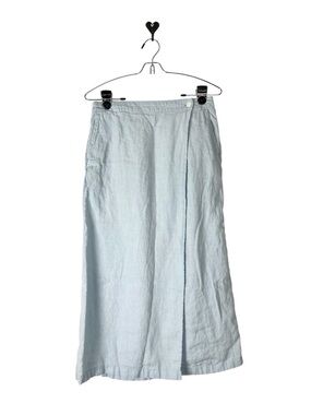 Joie 100% Linen Wrap Skirt Size Medium light blue pockets
